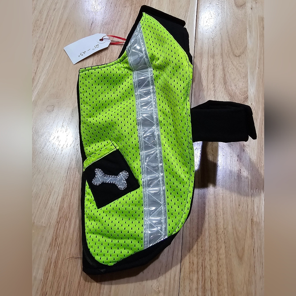 Reflective Neon Yellow and Black Pet Vest Fits Small To Medium Breed Dogs NWOT - Picture 2 of 8